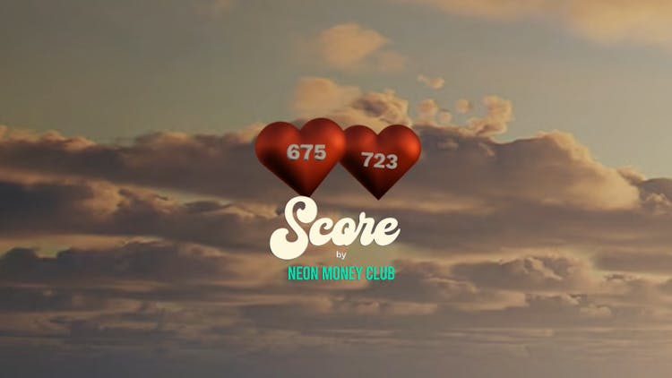 Score by Neon Money Club is a dating app banner.